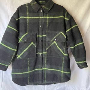 Zara Plaid Wool blend Shirt Jacket with quilted lining
